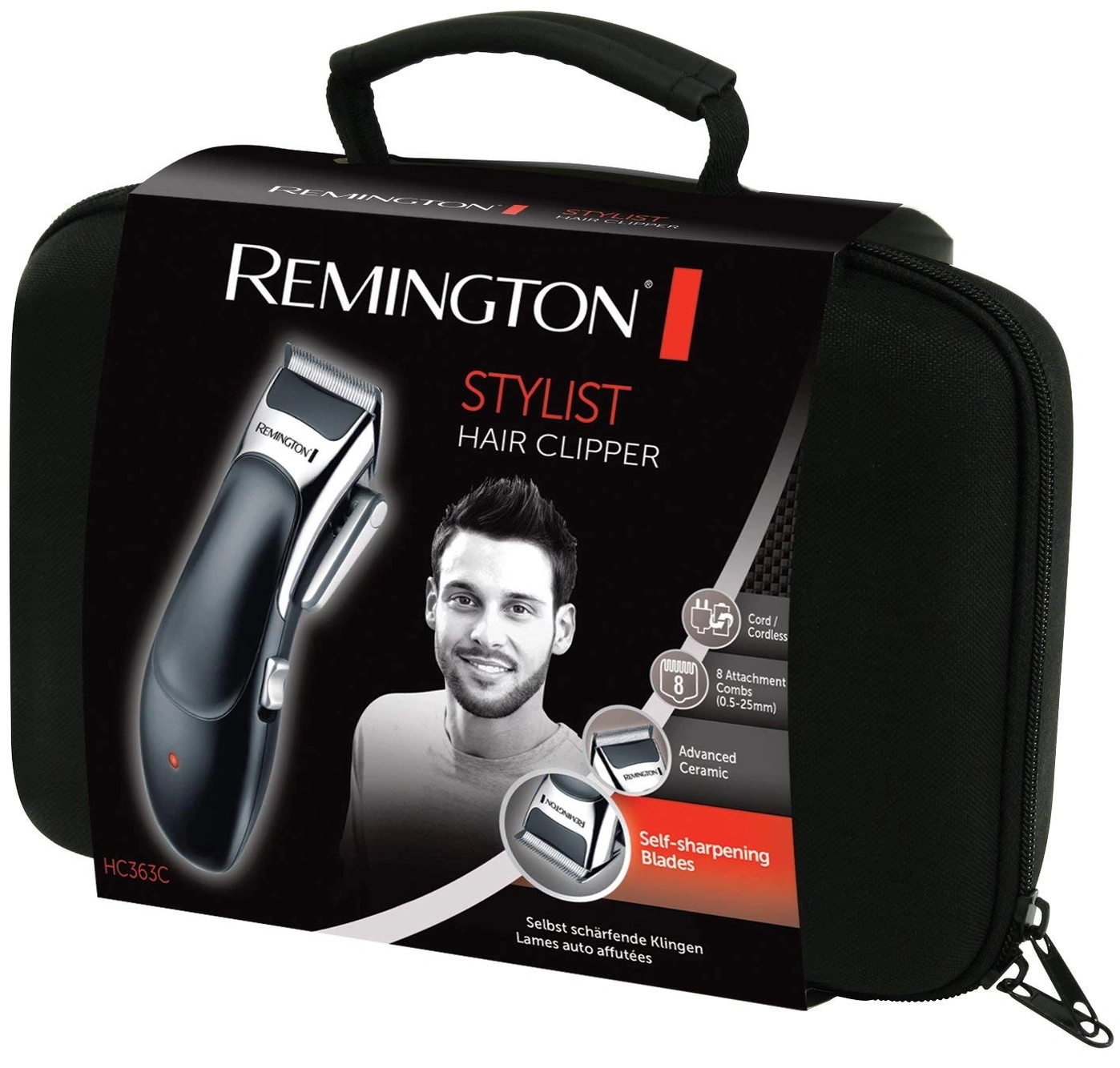 Remington Stylist Haarschneider, HC363C, mit Zubehör und Etui, für Männer.