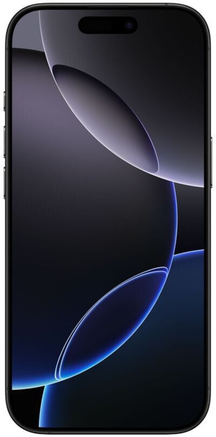 Schwarzes Smartphone mit dynamischer Insel und abstrakter Hintergrundbeleuchtung