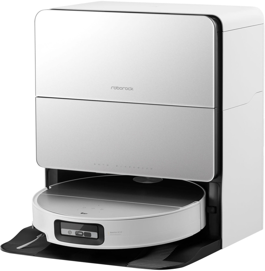 Roborock Staubsauger mit Ladestation, weiß, modern, sauber, Technologie