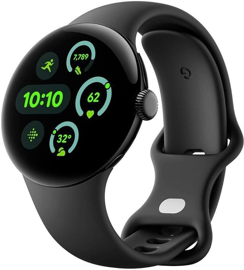 Schwarze Smartwatch mit Fitness-Tracking-Anzeige