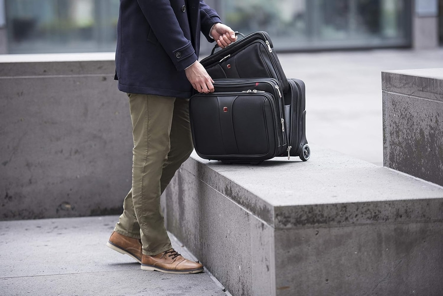 WENGER 2-teiliges Business Tasche Patriot Rolltasche + Laptop Tasche Schwarz