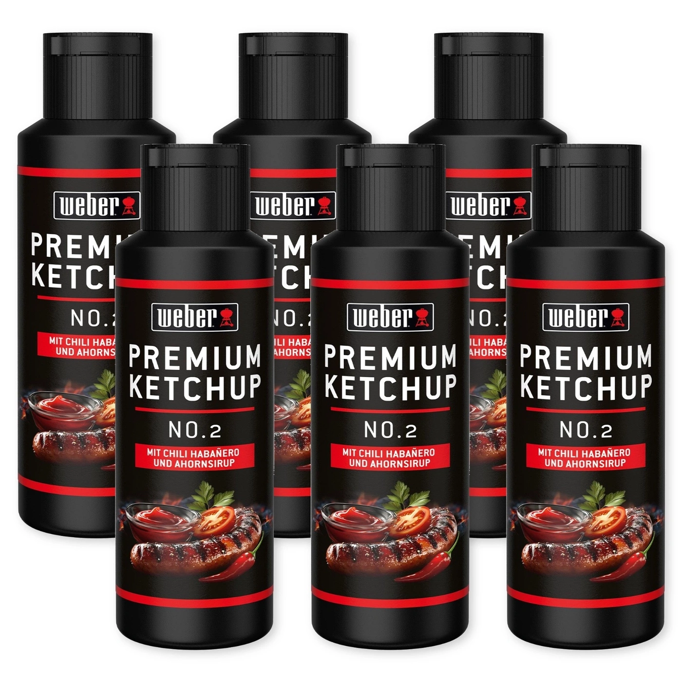 6x 300 ml Weber Ketchup Premium Ketchup No.2 Gourmetsauce Flasche würzig fein
