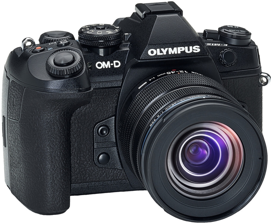 Olympus OM-D Kamera mit Objektiv, schwarz, 12-45mm, E-M1, professionell.