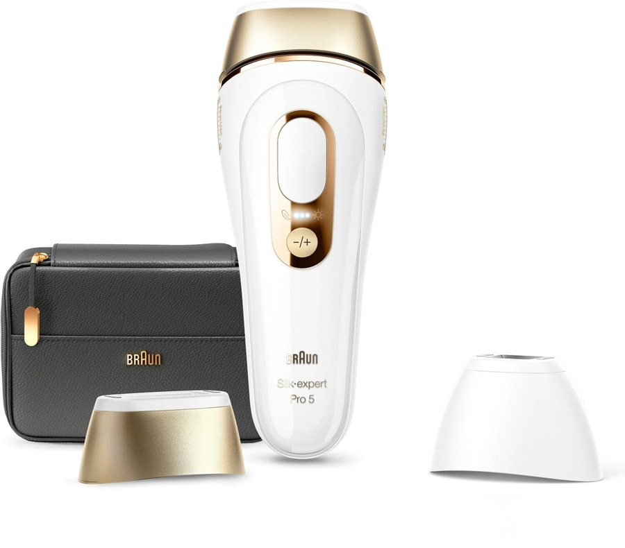 Braun Silk-expert Pro 5, Haarentfernungsgerät, Zubehör, weiß und gold