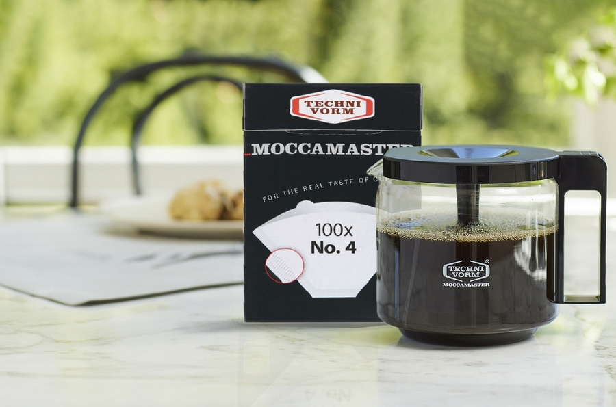 Kaffeemaschine mit Filtertüten und Kaffee, Marke Moccamaster, Techni Vorm, Nr. 4, 100 Stück