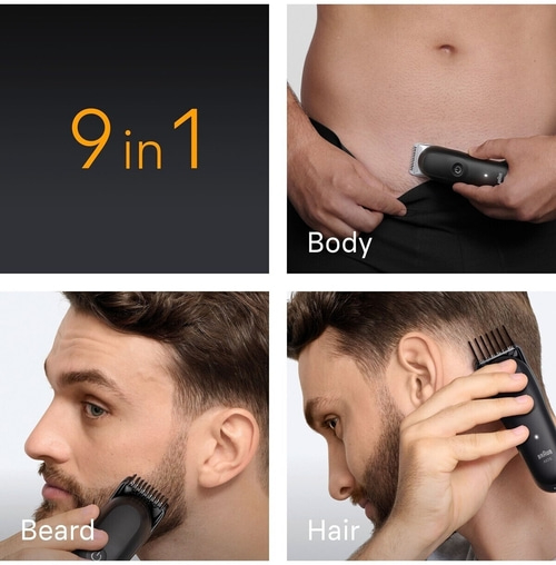 9 in 1 Rasierer für Bart, Körper und Haare. Vielseitig einsetzbar.
