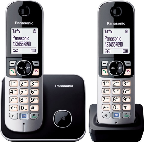 PANASONIC KX-TG6812GB Duo Schnurlostelefon 2 Mobilteile Ökomodus silber B-Ware