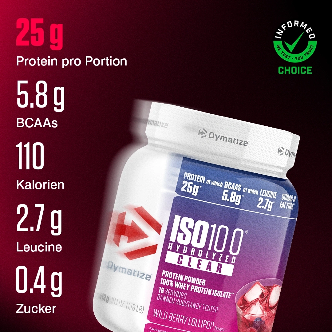 Dymatize ISO 100 Hydrolyzed Clear Protein Powder, Wild Berry Lollipop