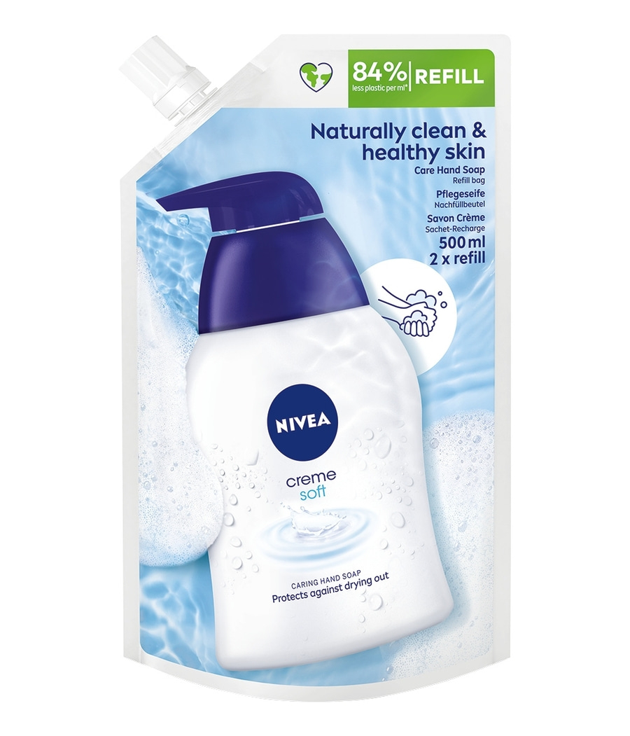 NIVEA Flüssigseife Creme Soft Handwäsche Handseife Nachfüllbeutel 4 x500 ml