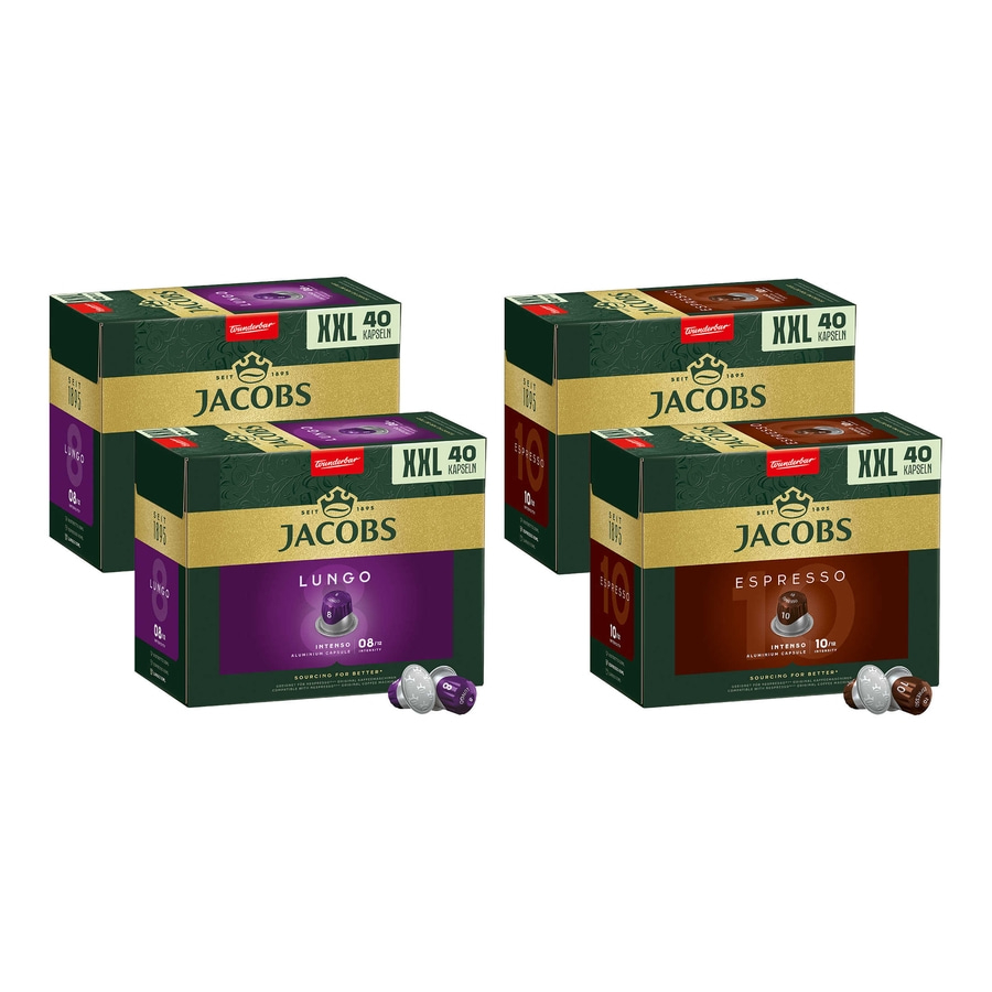 JACOBS Lungo 8 + Espresso 10 Nespresso®* kompatibel 160 Kapseln XXL-Pack