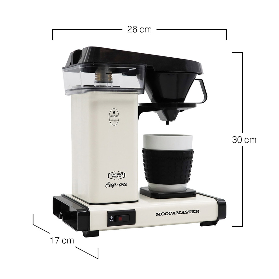 Kaffeemaschine, weiß, schwarz, 26 cm breit, 30 cm hoch, 17 cm tief, Moccamaster