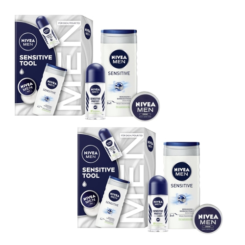 NIVEA MEN Sensitive Tool, 2 x Geschenkset, Sensitive Pflegedusche + Roll-On