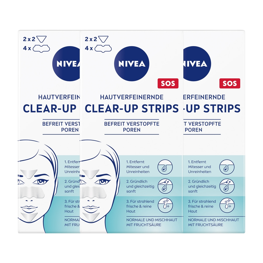Nivea Clear-Up Strips, Hautverfeinernde, befreit verstopfte Poren, für normale und Mischhaut