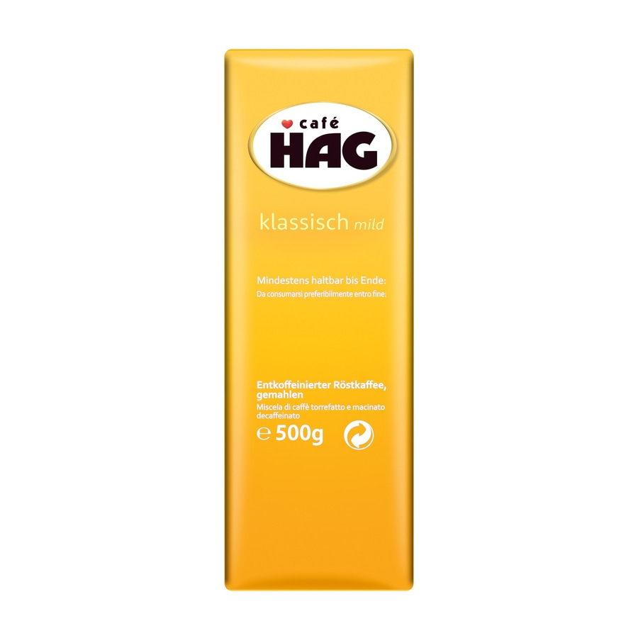 CAFÉ HAG Filterkaffee Klassisch mild entkoffeiniert 12 x 500g Kaffee koffeinfrei
