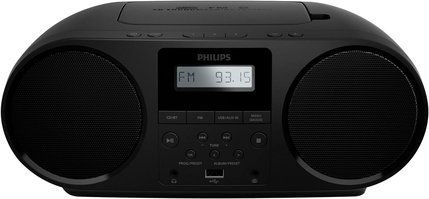 Schwarzer Philips CD-Soundmachine TAZ5000 mit UKW-Radioanzeige
