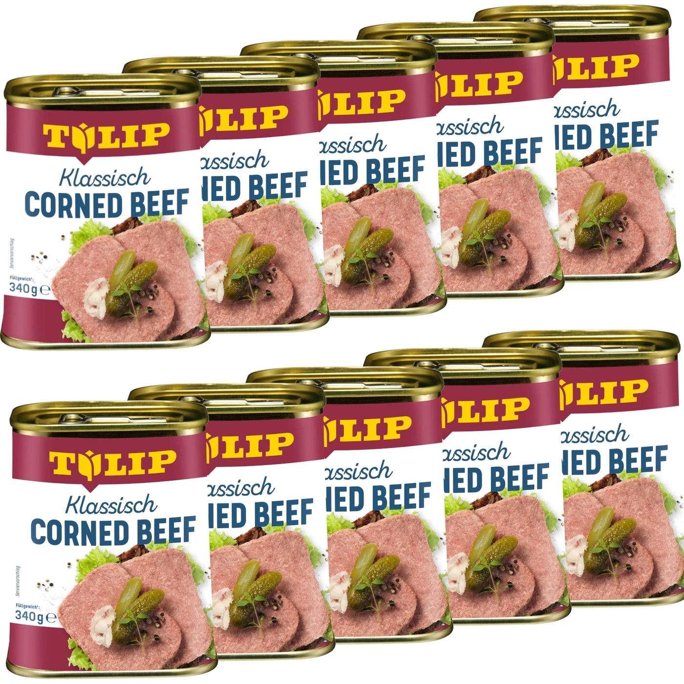 Tulip Klassisch Corned Beef in Dosen mit Garnitur und Gurken