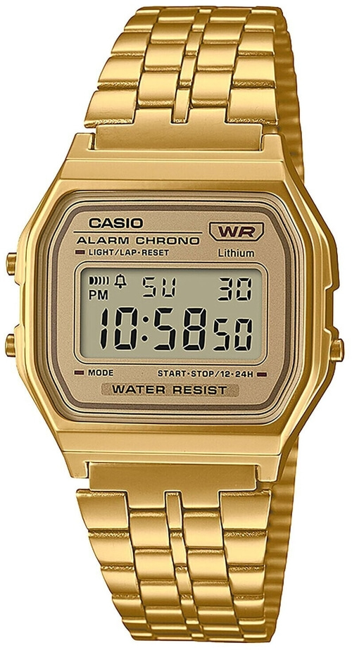 CASIO VINTAGE Chronograph A158WETG-9AEF Quarz Digital Goldfarben B-WARE Goldene Casio-Uhr mit digitaler Anzeige, Alarmfunktion und Wasserfestigkeit.