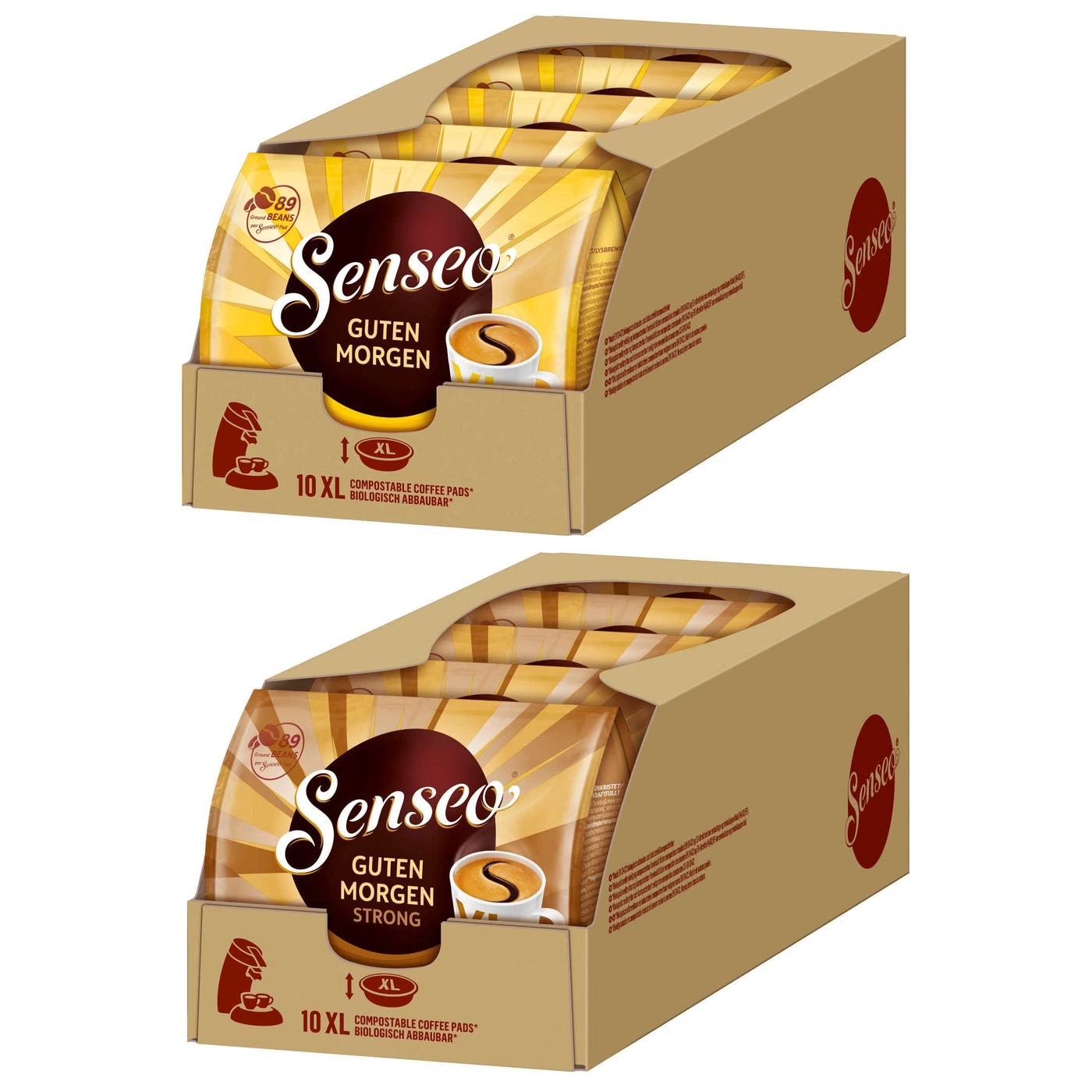 Senseo Kaffee Pads, Guten Morgen, 10 XL, biologisch abbaubar, Kaffeepads