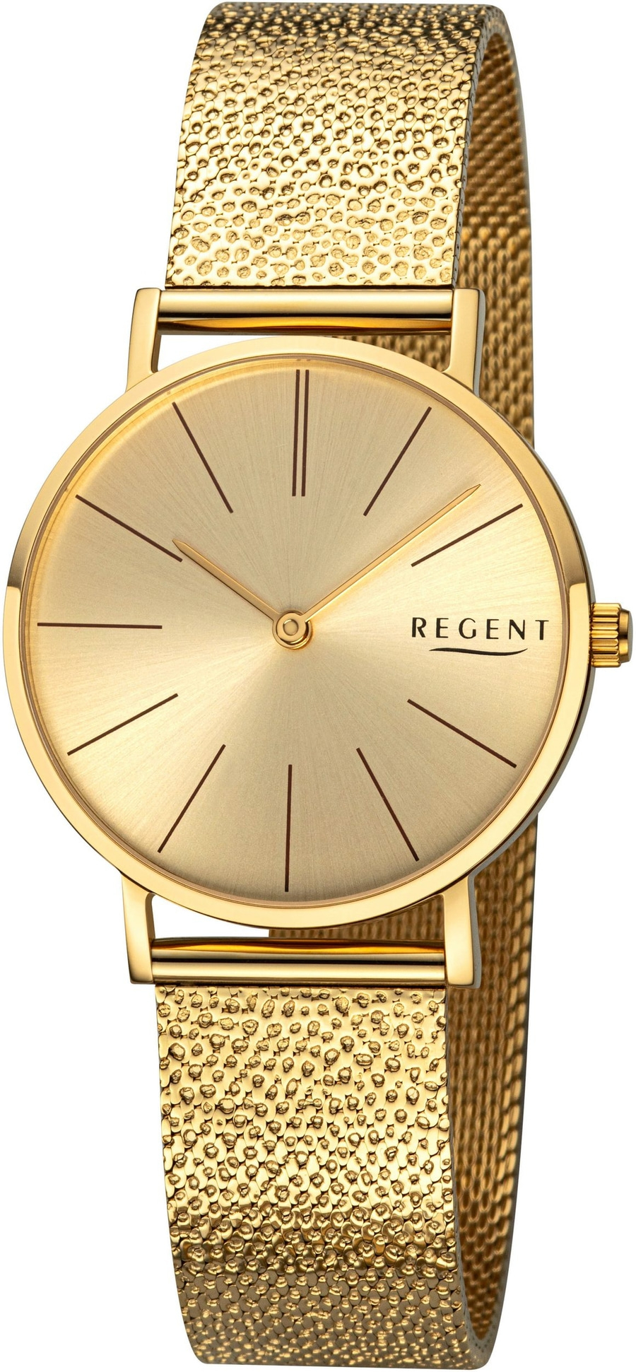 Goldene Regent Uhr mit feinem Netzarmband und schlichtem Zifferblatt
