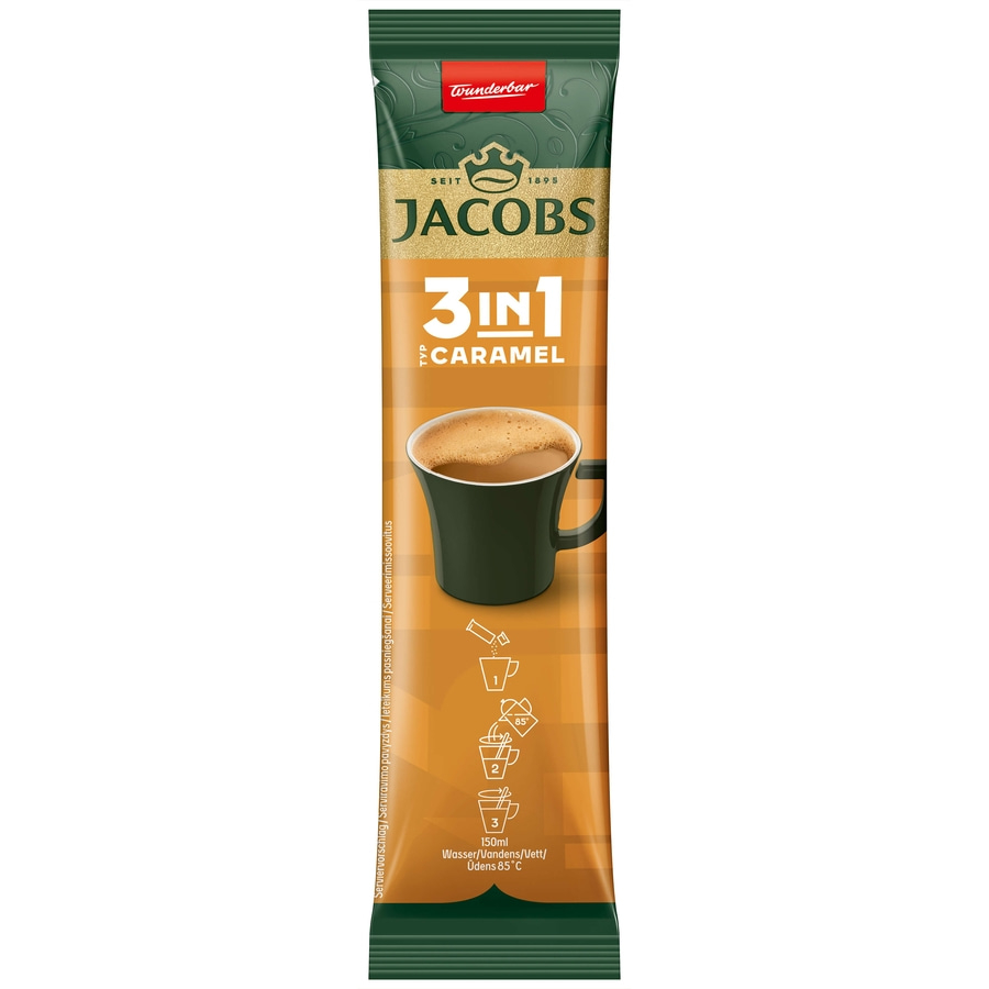 JACOBS Löskaffee 3in1 Typ Caramel 12x10 Getränke Sticks löslicher Kaffee Instant