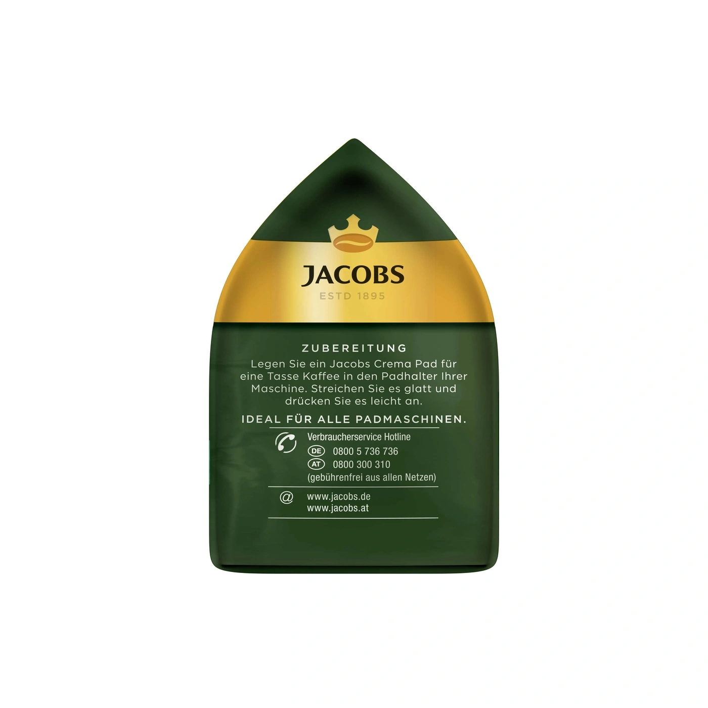 Jacobs Crema Pad Packung, Zubereitung, Verbraucherservice, ideal für Padmaschinen, Kaffee