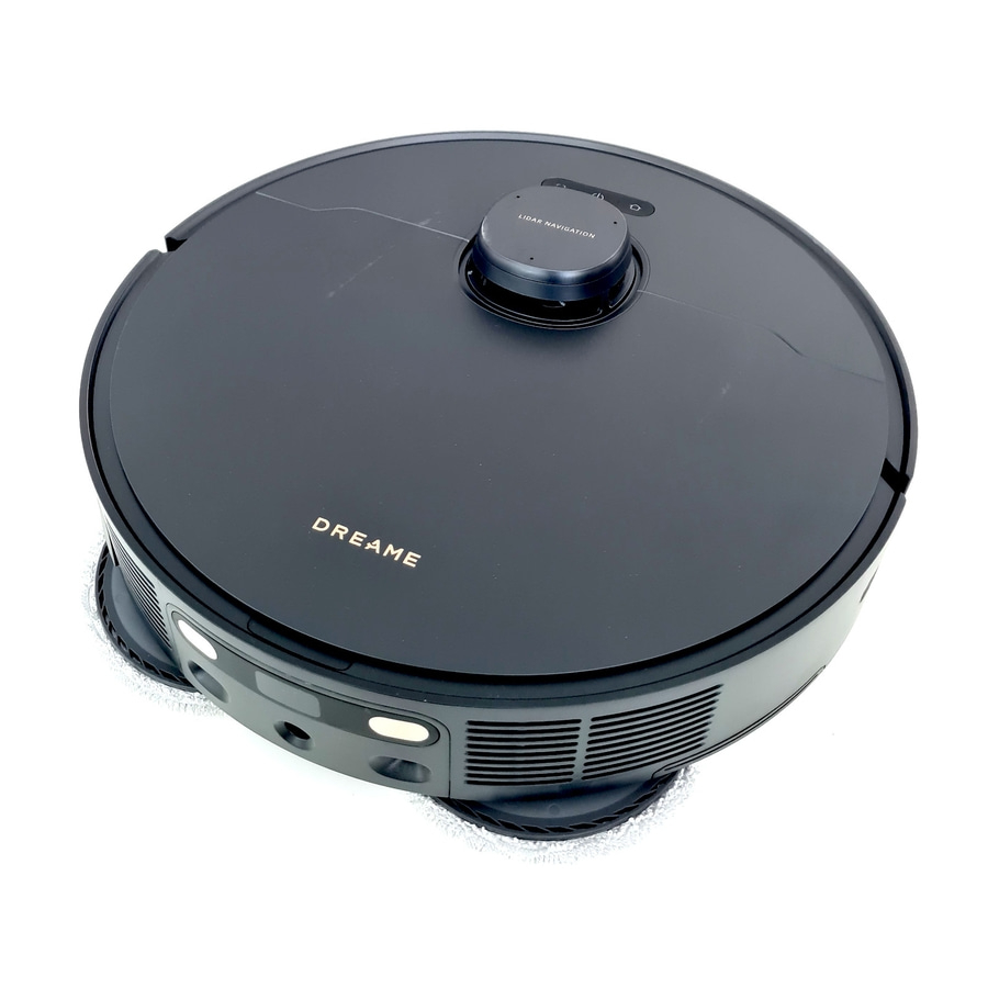 Schwarzer Roboter-Staubsauger mit der Aufschrift "DREAME" und "LIDAR NAVIGATION".
