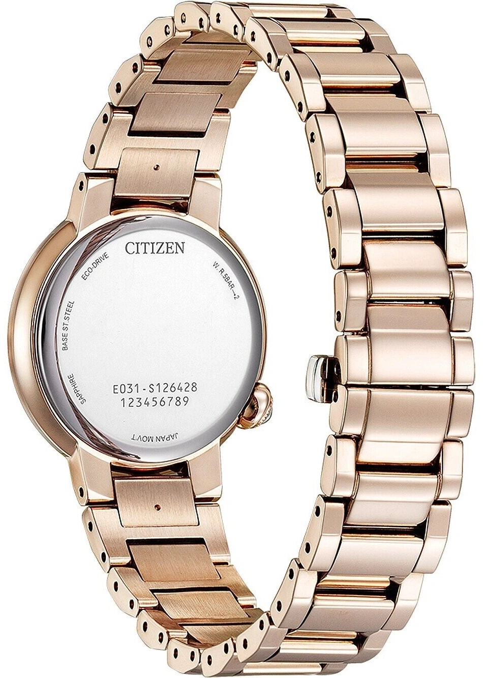 Eine roségoldene Citizen Eco-Drive Uhr mit Armband