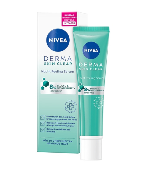 NIVEA Derma Skin Clear Nacht Peeling Serum Nachtpflege mit Niacinamid 2 x 40ml