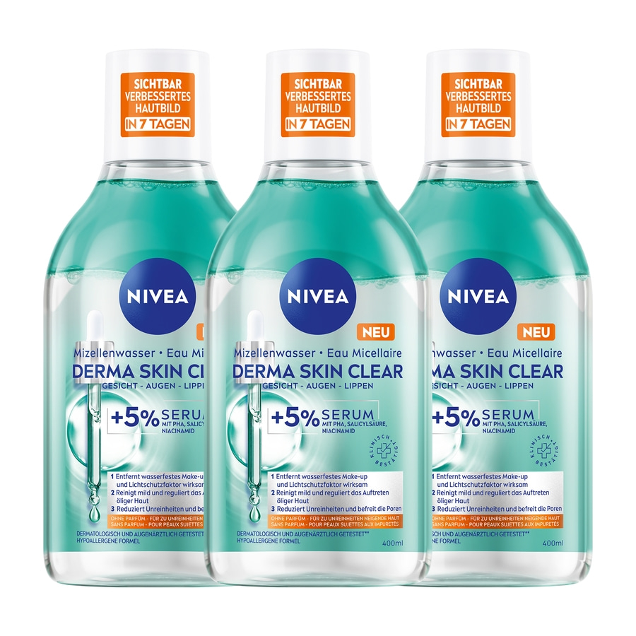 Nivea Mizellenwasser, Hautbildverbesserung in 7 Tagen, Gesichtsreinigung, Serum, 400ml, ohne Parfüm
