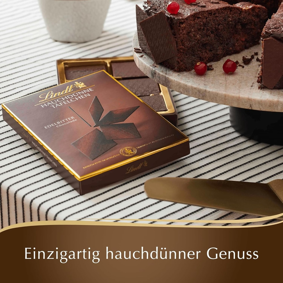 Lindt Hauchdünne Tafeln "Edelbitter Schokolade" sind ein einzigartiger Genuss.