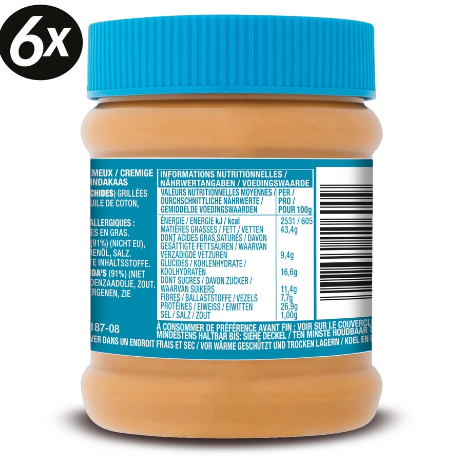 SKIPPY 6x Erdnussbutter "Creamy" Peanut Butter Extra Smooth Ohne Palmöl 6x 340g
