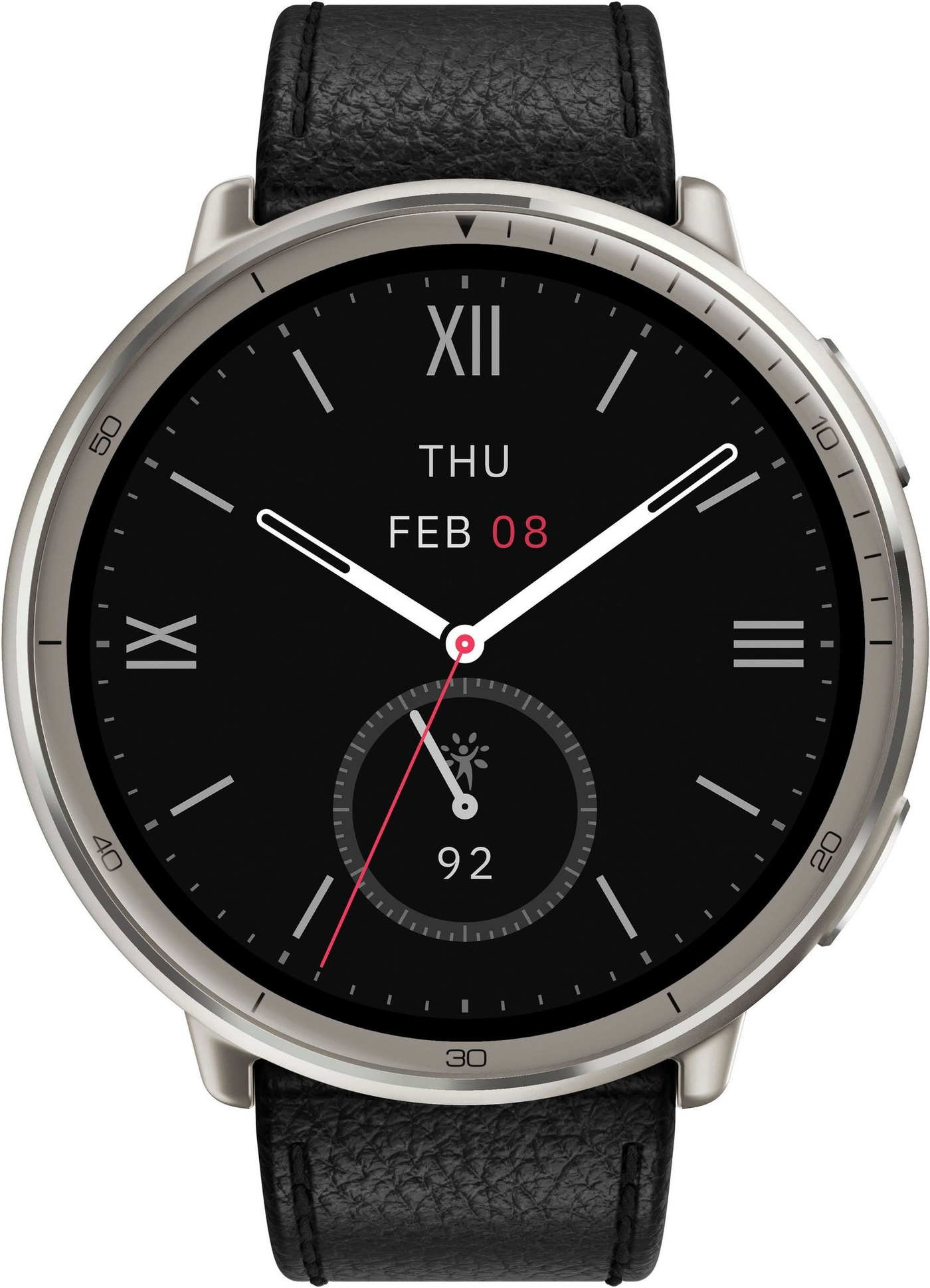 Amazfit Active 2 Premium Smartwatch Silber Schwarz Leder AMOLED EKG GPS