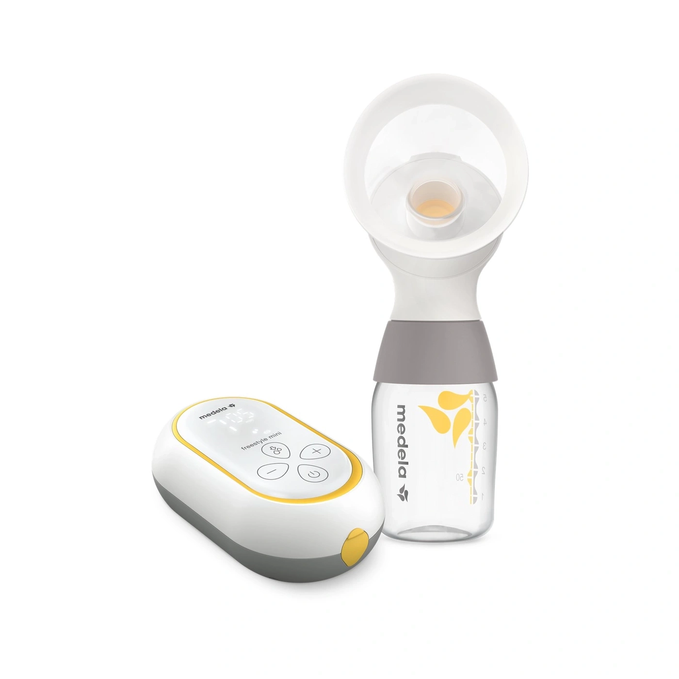 Medela Freestyle Flex Milchpumpe mit Flasche und Bedienkonsole