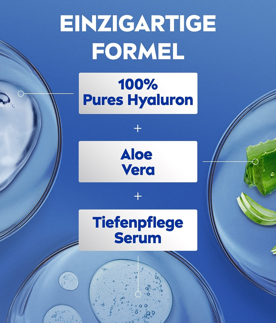 NIVEA Body Aloe & Pflege Lotion 3 x 400ml Hyaluron, Aloe Vera & Tiefenpflege