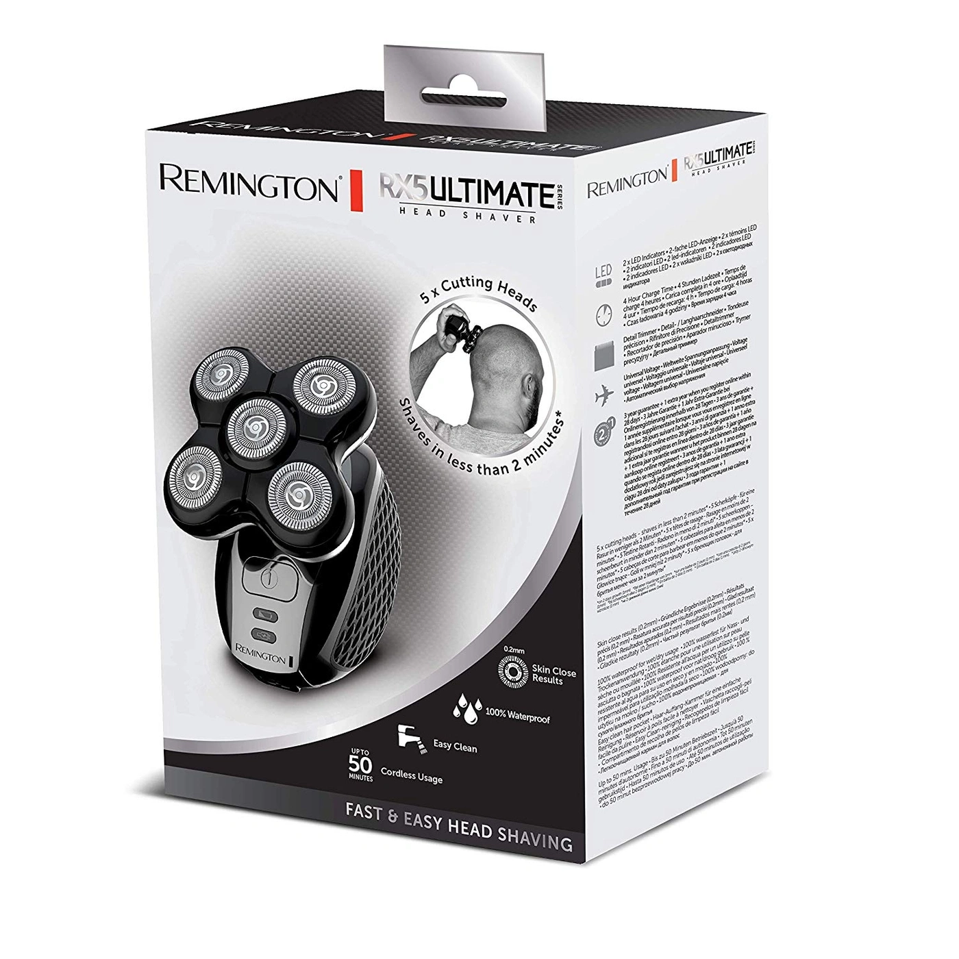 Remington RX5 Ultimate Rasierer: 5 Köpfe, schnelles Rasieren, wasserdicht, bis zu 50 Minuten Akku.
