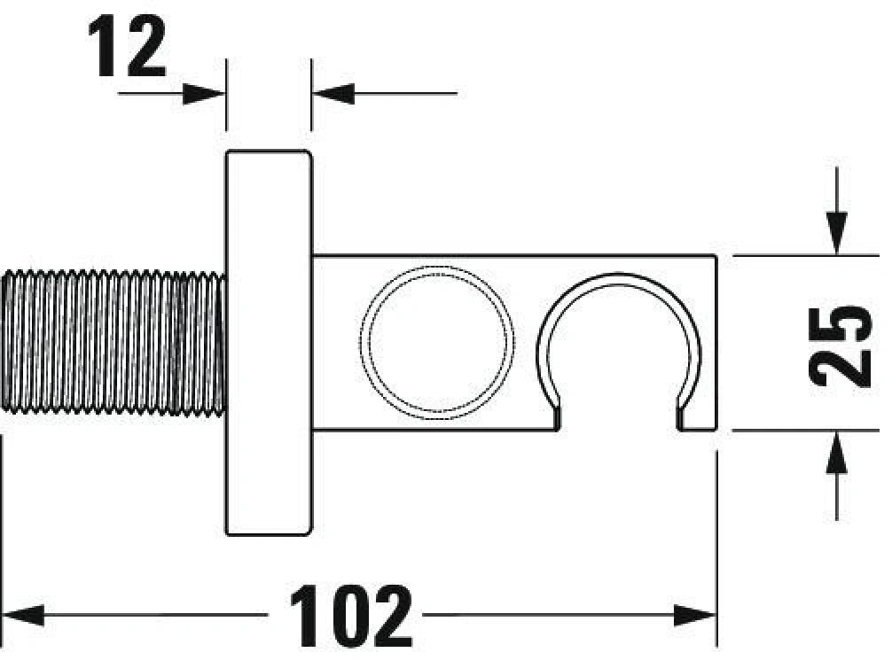 Metallteil mit Schraube, 12mm, 25mm hoch, 102mm lang, mit zwei Löchern