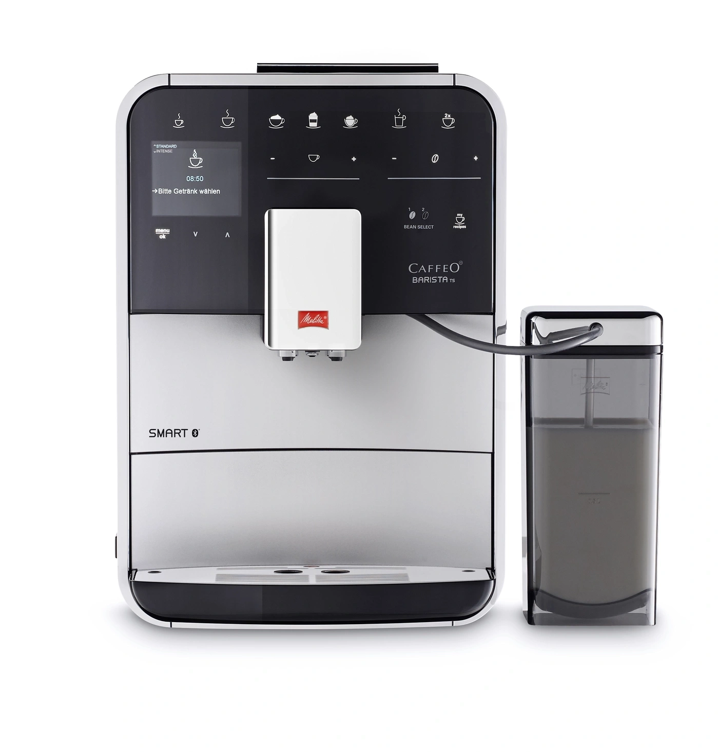 Kaffeevollautomat Melitta Caffeo Barista TS, schwarz-silber, mit Milchbehälter und Display