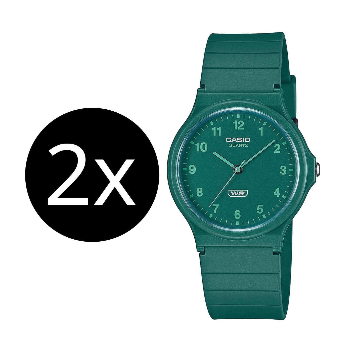 2 x CASIO TIMELESS COLLECTION Armbanduhr MQ-24B-3BEF Quarz 35mm grün B-WARE
