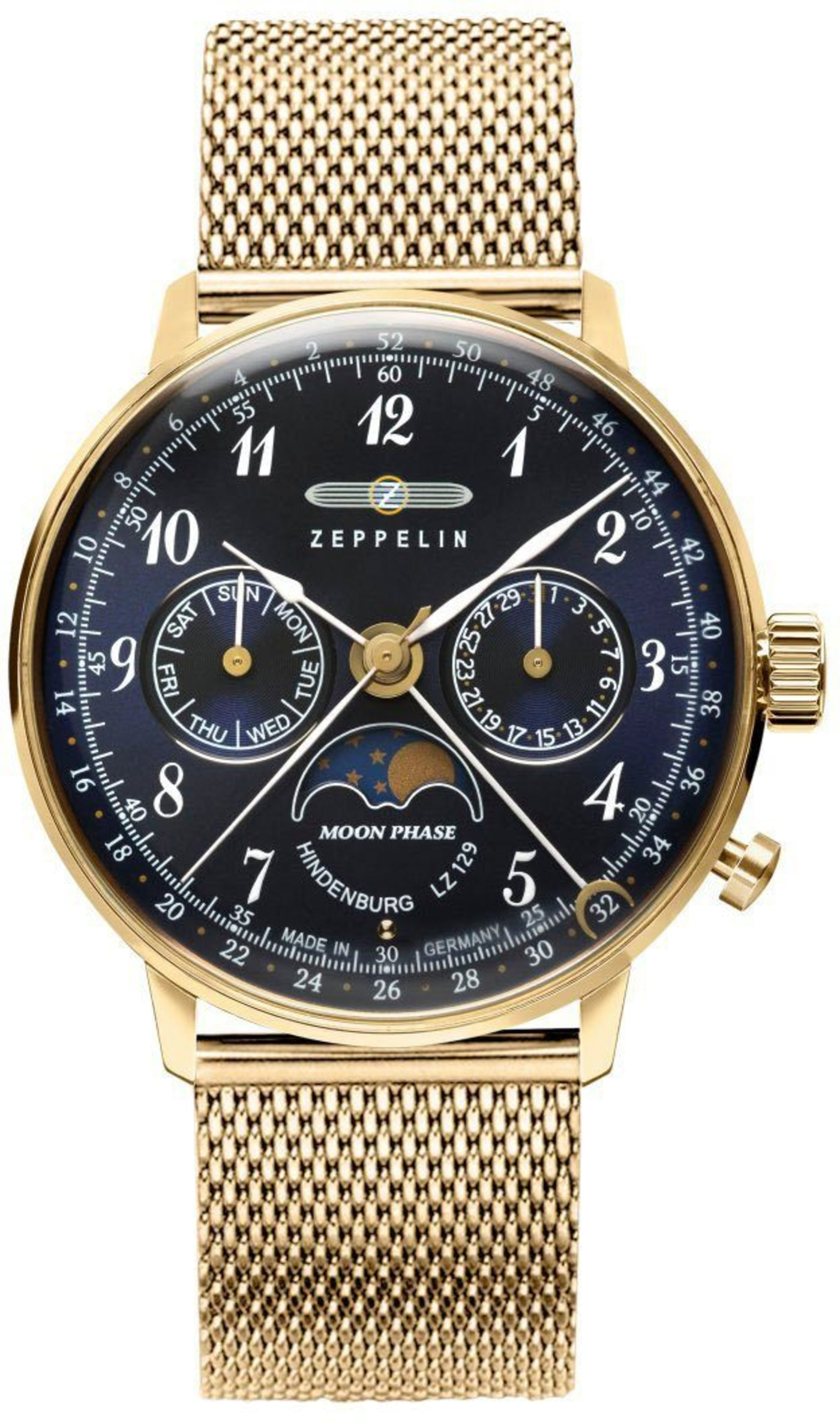 ZEPPELIN Multifunktionsuhr LZ 129 Hindenburg Mondphase 7039M-2 36 mm B-WARE
