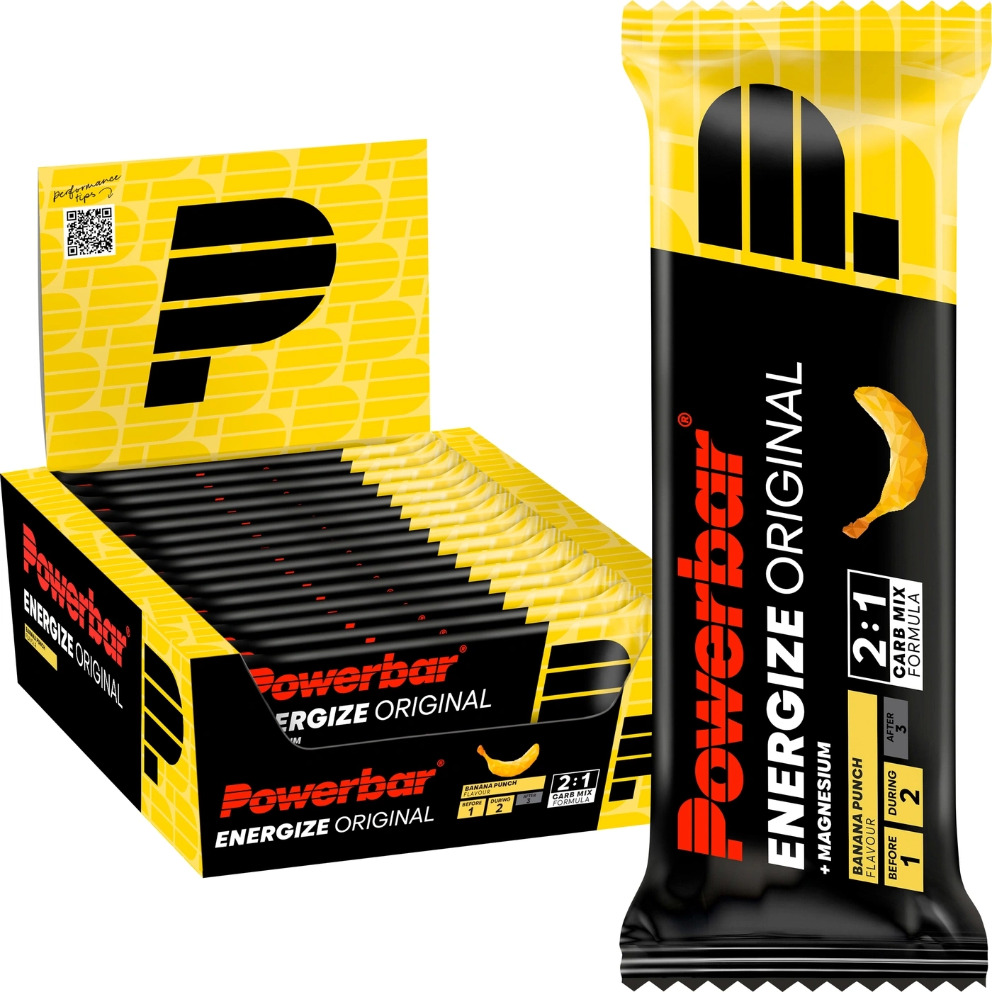 Powerbar Energize Original Bananen-Geschmack Box mit einzelner Riegelverpackung