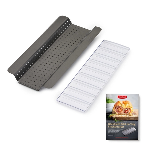 BETTY BOSSI Backblech Filet im Teig, Flechtmuster - Set Blech Grau NEU