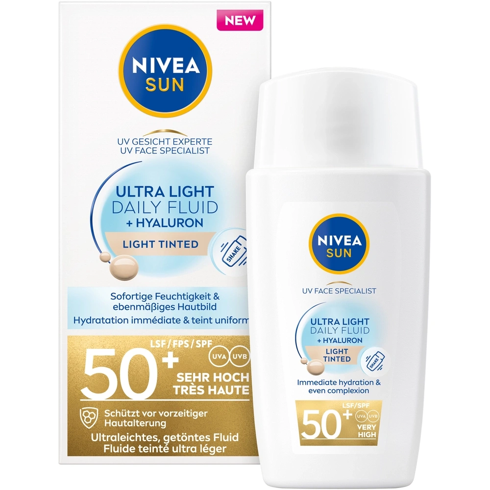 Nivea Sun Ultra Light Daily Fluid, Licht getönt, LSF 50+, Gesichtssonnencreme