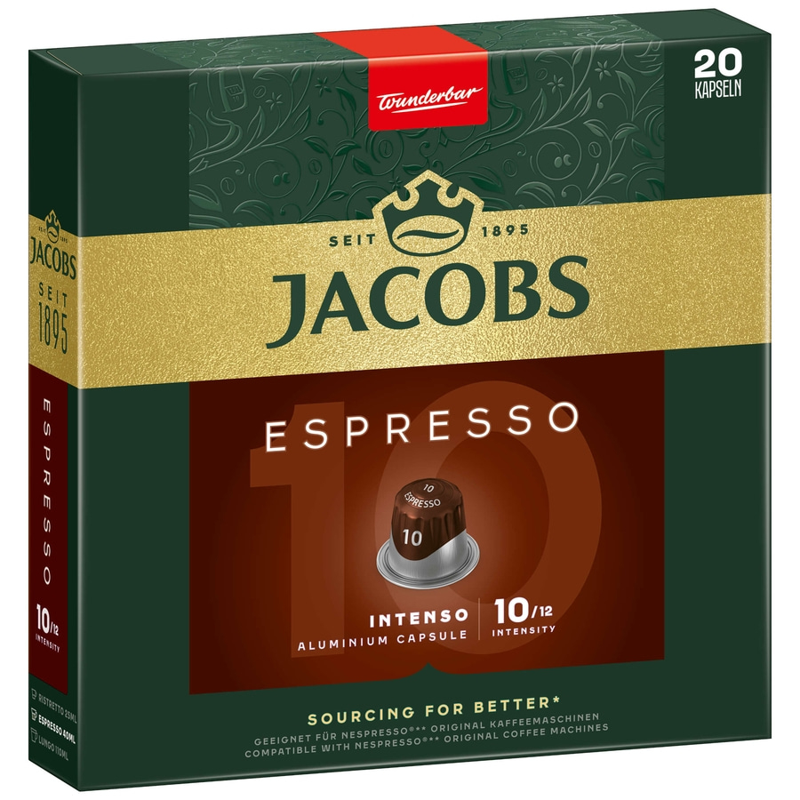 JACOBS Kapseln Espresso 10 Intenso 200 Nespresso®* kompatible Kaffeekapseln