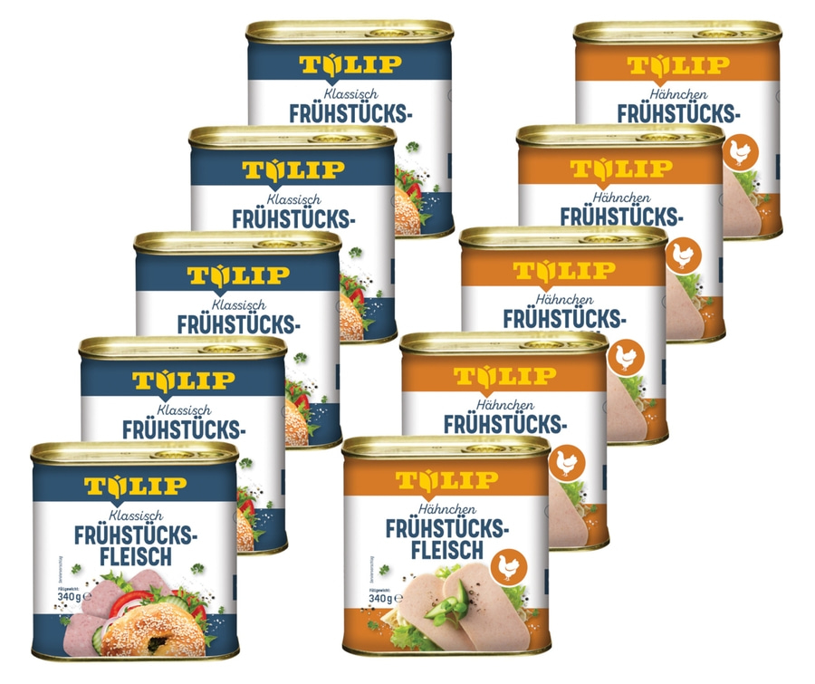 TULIP 10x340g Bundle Frühstücksfleisch Schwein und Hähnchen Dänische Delikatesse