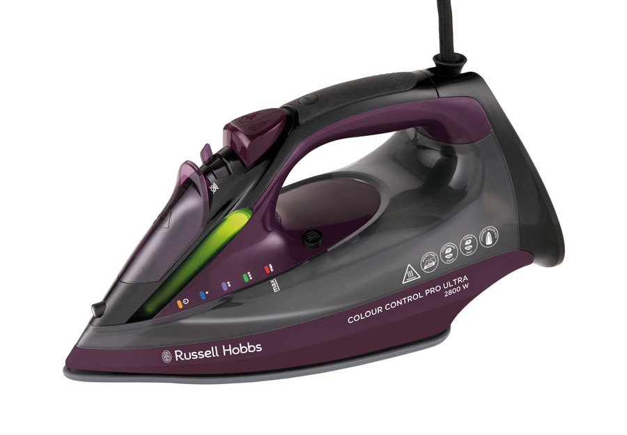Bügeleisen, lila und schwarz, Russell Hobbs, Dampf, 2800 W, Farbe Control Pro Ultra, Keramiksohle