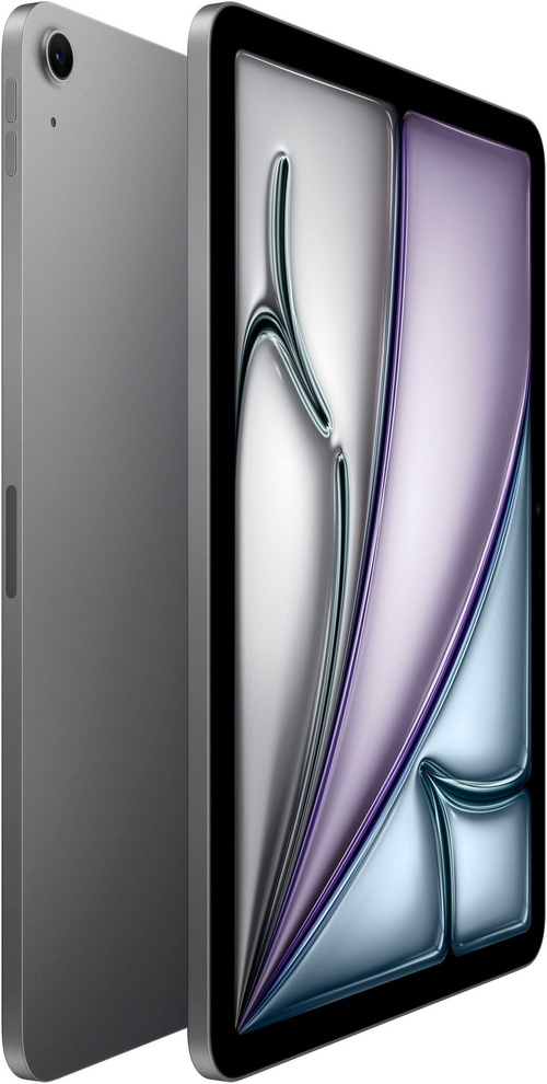 Graues Tablet mit schwarzem Rahmen und Kamera, Nahaufnahme