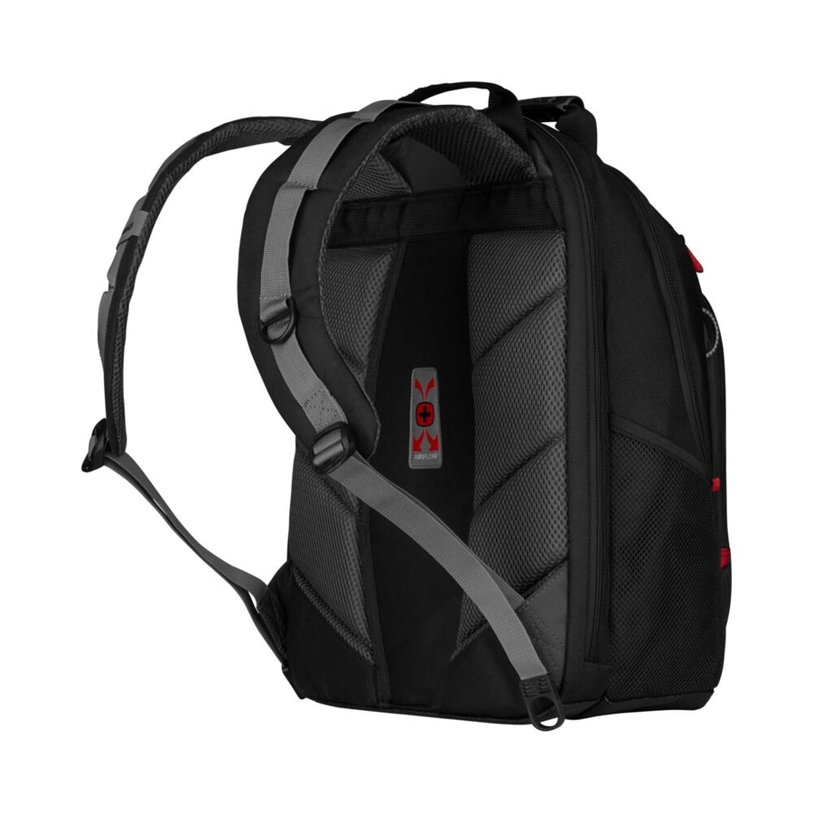 Schwarzer Rucksack mit Airflow-System und grauen Details, ideal für den täglichen Gebrauch.