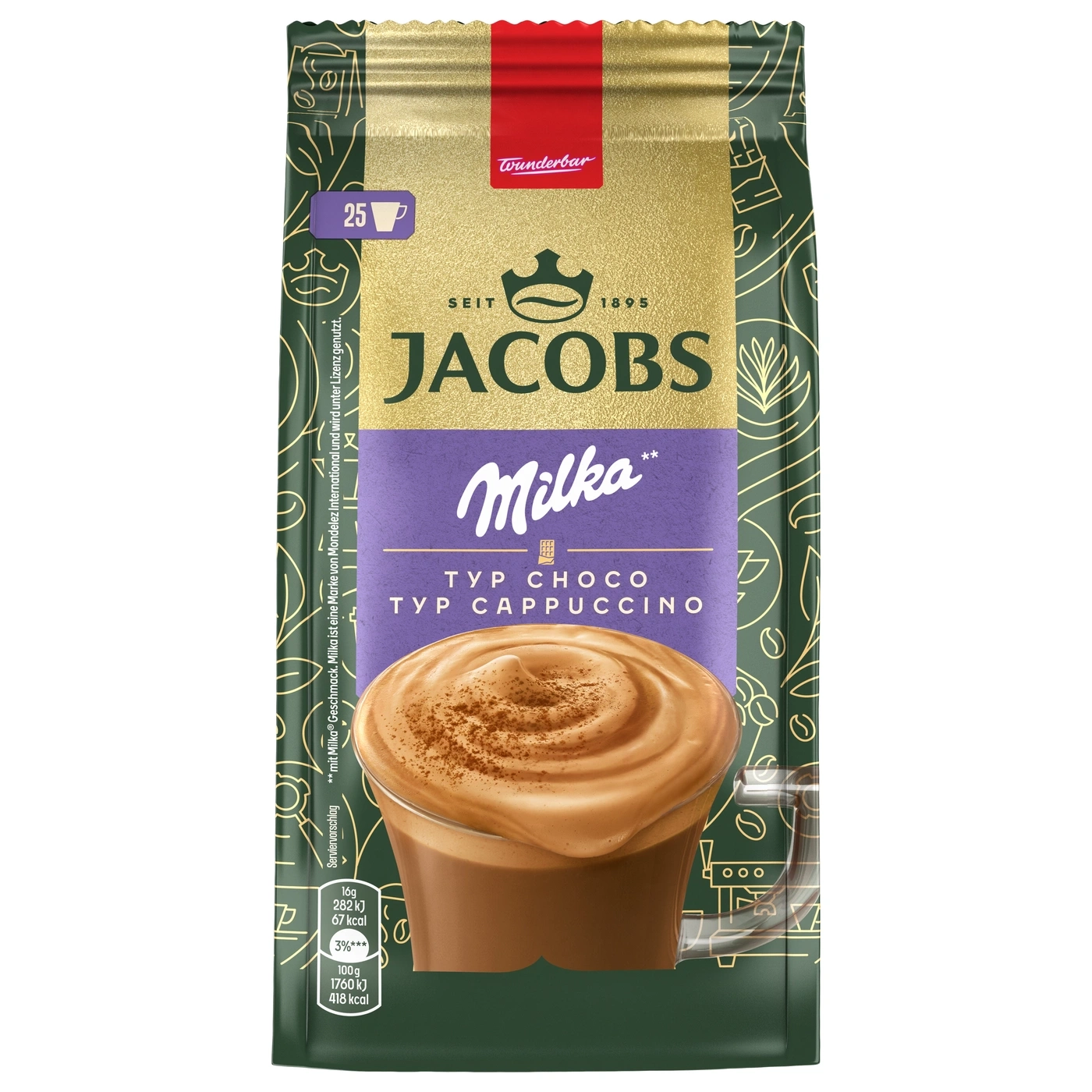 Jacobs Milka Typ Choco Typ Cappuccino Kaffee, 25 Tassen