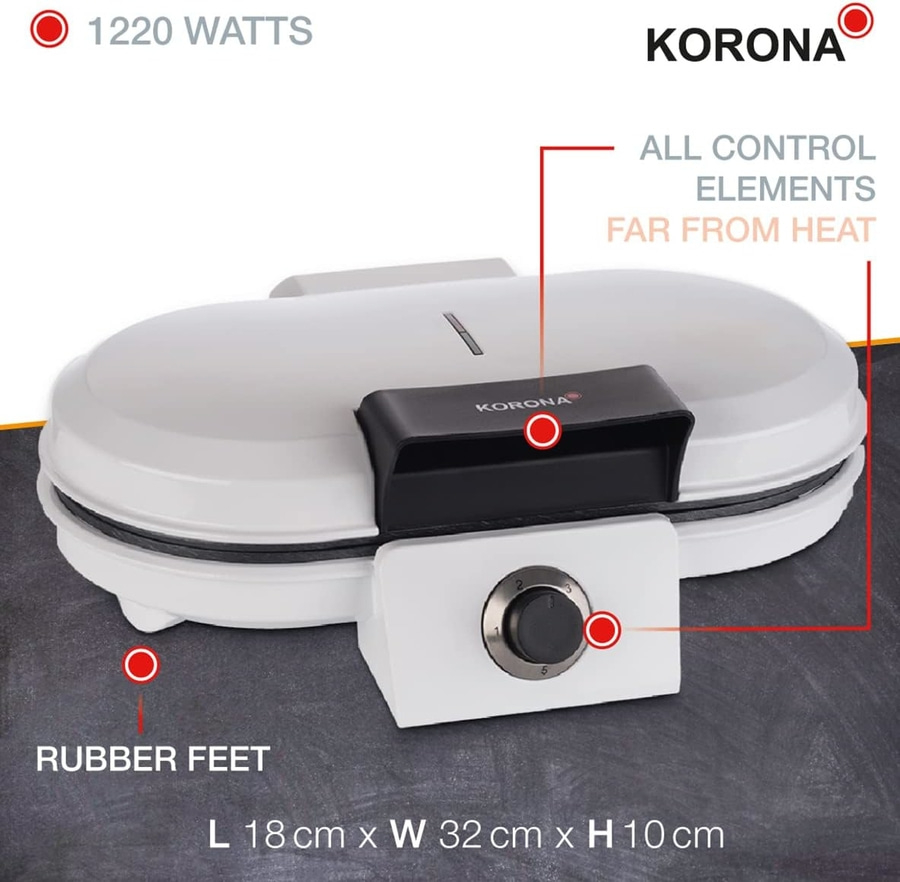 KORONA 2-in-1-Kombi-Waffeleisen 41020 Doppelwaffeleisen 1200 Watt 2x 13cm NEU