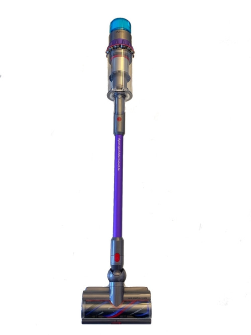 Dyson Staubsauger, violett, blau, weißer Hintergrund, Produktfotografie, Gerät